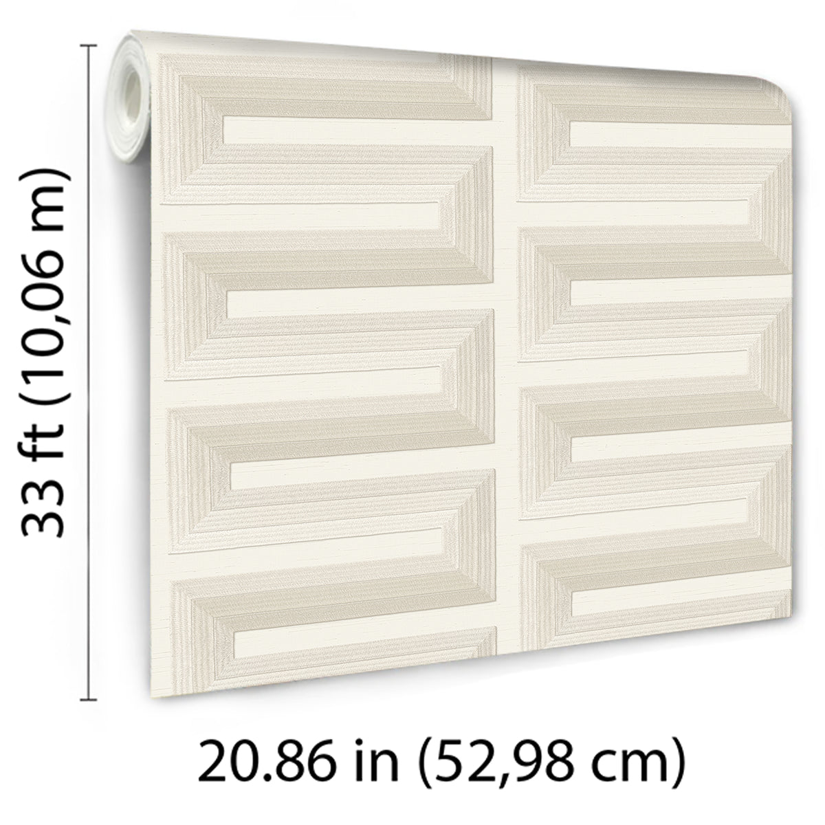 Veer Decor Embroidered Grecian Key Cream Wallpaper 8388-AG1