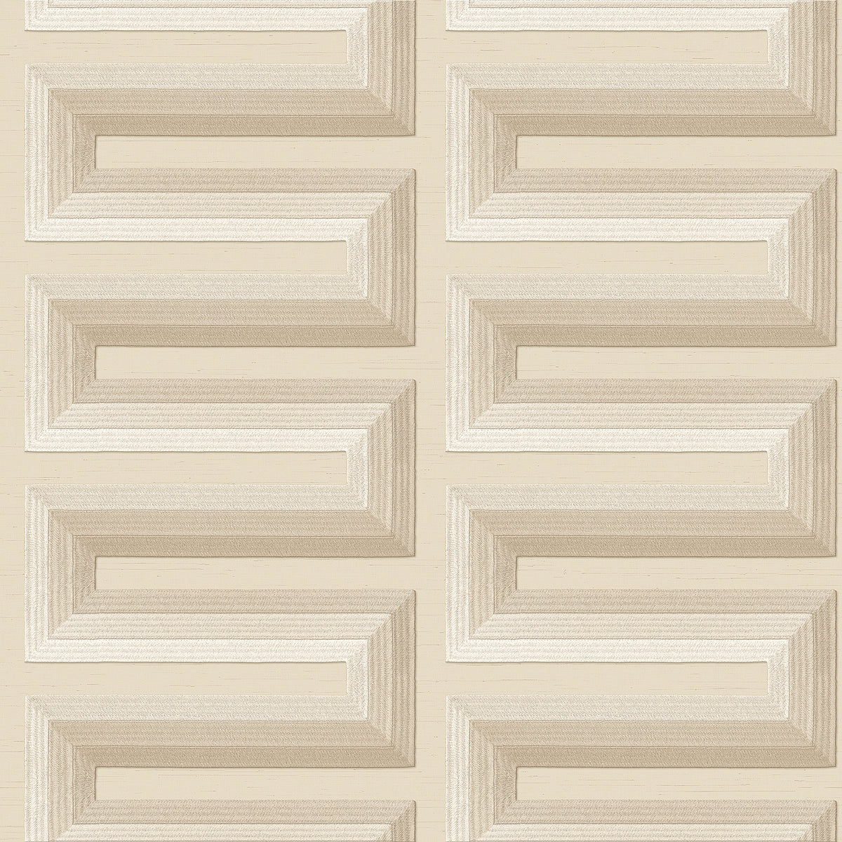 Veer Decor Embroidered Grecian Key Beige Wallpaper 8388-AG2