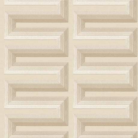 Veer Decor Embroidered Grecian Key Beige Wallpaper 8388-AG2