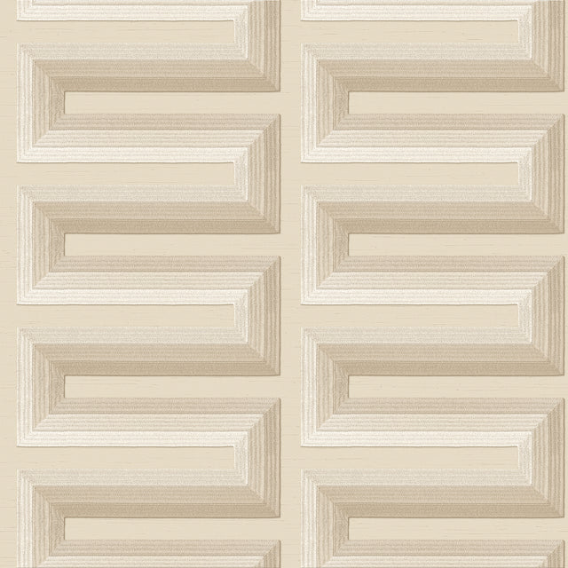 Veer Decor Embroidered Grecian Key Beige Wallpaper 8388-AG2