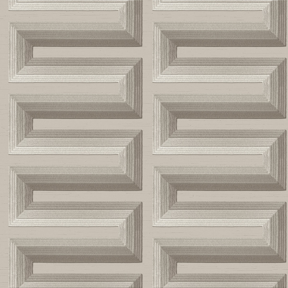 Veer Decor Embroidered Grecian Key Grey Wallpaper 8388-AG3