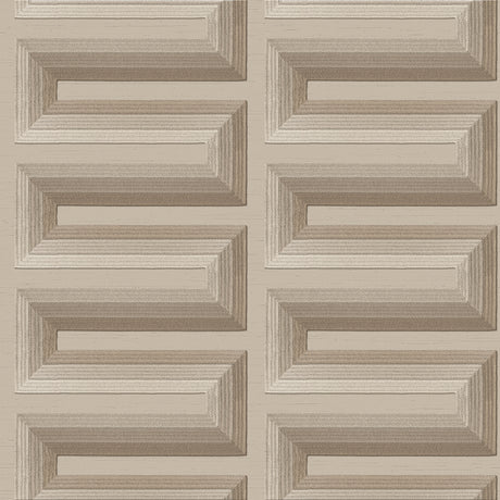 Veer Decor Embroidered Grecian Key Taupe Wallpaper 8388-AG4