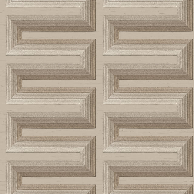 Veer Decor Embroidered Grecian Key Taupe Wallpaper 8388-AG4