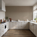 Veer Decor Embroidered Grecian Key Taupe Wallpaper 8388-AG4