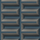 Veer Decor Embroidered Grecian Key Blue Wallpaper 8388-AG6