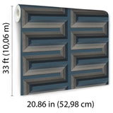 Veer Decor Embroidered Grecian Key Blue Wallpaper 8388-AG6