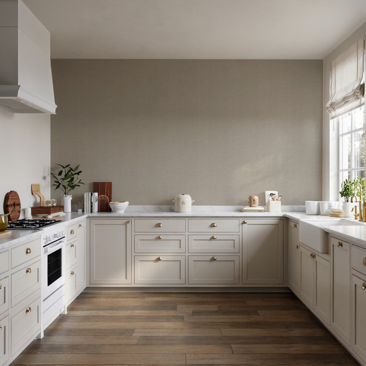 Veer Decor Crushed Linen Texture Taupe Wallpaper 8388-AH3