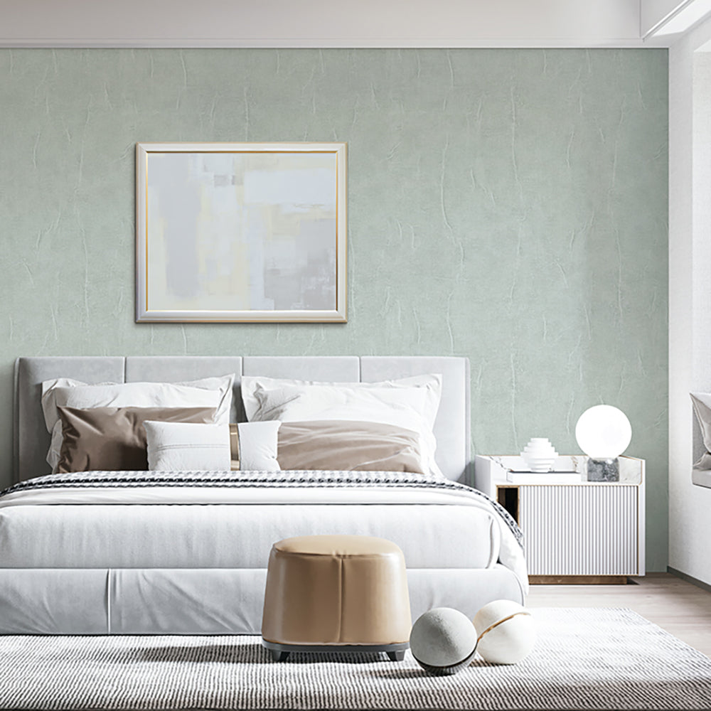 Veer Decor Crushed Linen Texture Green Wallpaper 8388-AH5