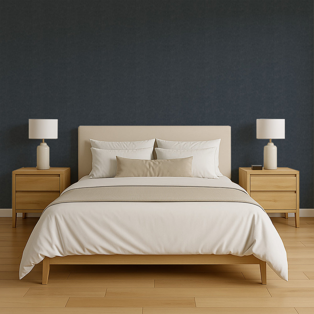 Veer Decor Crushed Linen Texture Blue Wallpaper 8388-AH6