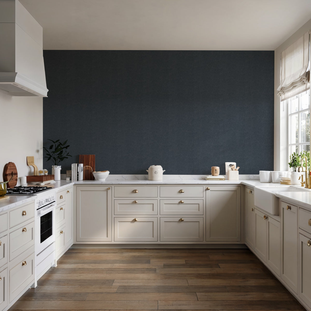 Veer Decor Crushed Linen Texture Blue Wallpaper 8388-AH6