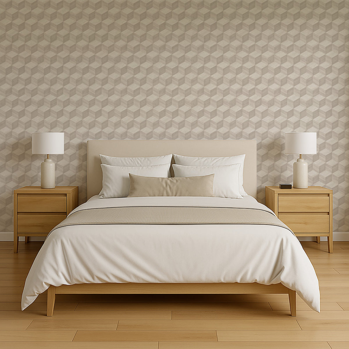 Veer Decor Woodgrain Grid White Wallpaper 8388-AI1