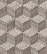 Veer Decor Woodgrain Grid Taupe Wallpaper 8388-AI2