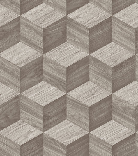 Veer Decor Woodgrain Grid Taupe Wallpaper 8388-AI2