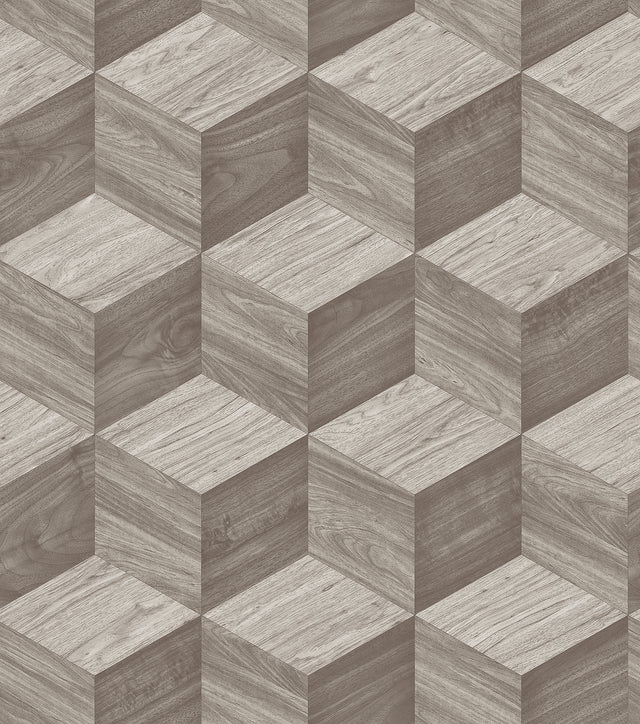 Veer Decor Woodgrain Grid Taupe Wallpaper 8388-AI2