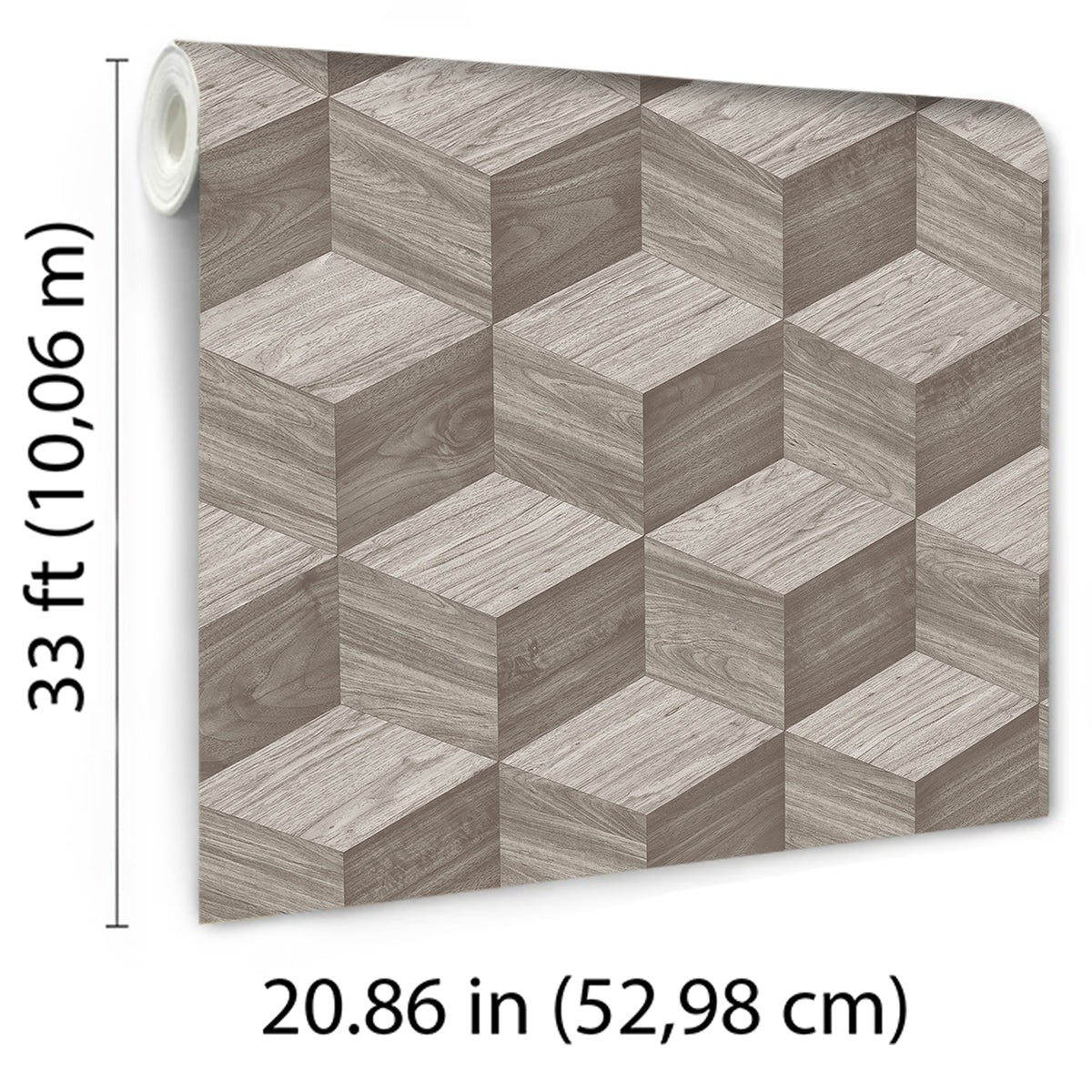 Veer Decor Woodgrain Grid Taupe Wallpaper 8388-AI2