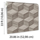 Veer Decor Woodgrain Grid Taupe Wallpaper 8388-AI2