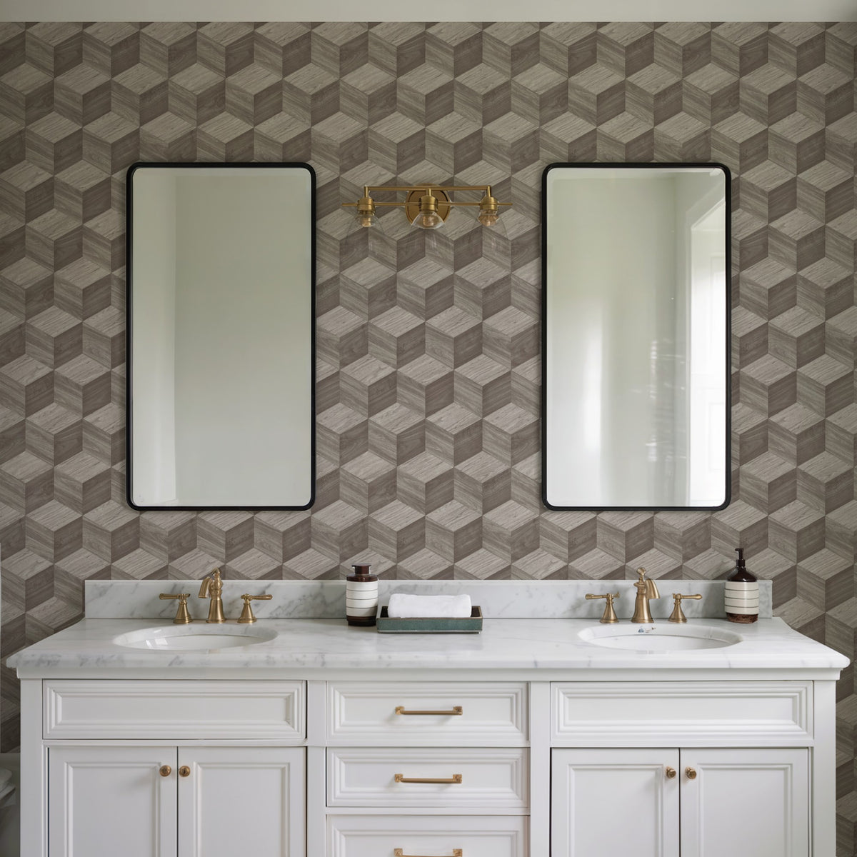 Veer Decor Woodgrain Grid Taupe Wallpaper 8388-AI2