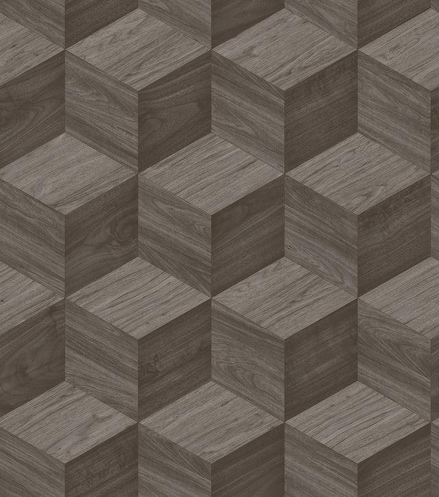 Veer Decor Woodgrain Grid Grey Wallpaper 8388-AI3