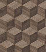Veer Decor Woodgrain Grid Brown Wallpaper 8388-AI4