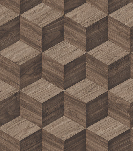 Veer Decor Woodgrain Grid Brown Wallpaper 8388-AI4