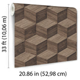 Veer Decor Woodgrain Grid Brown Wallpaper 8388-AI4