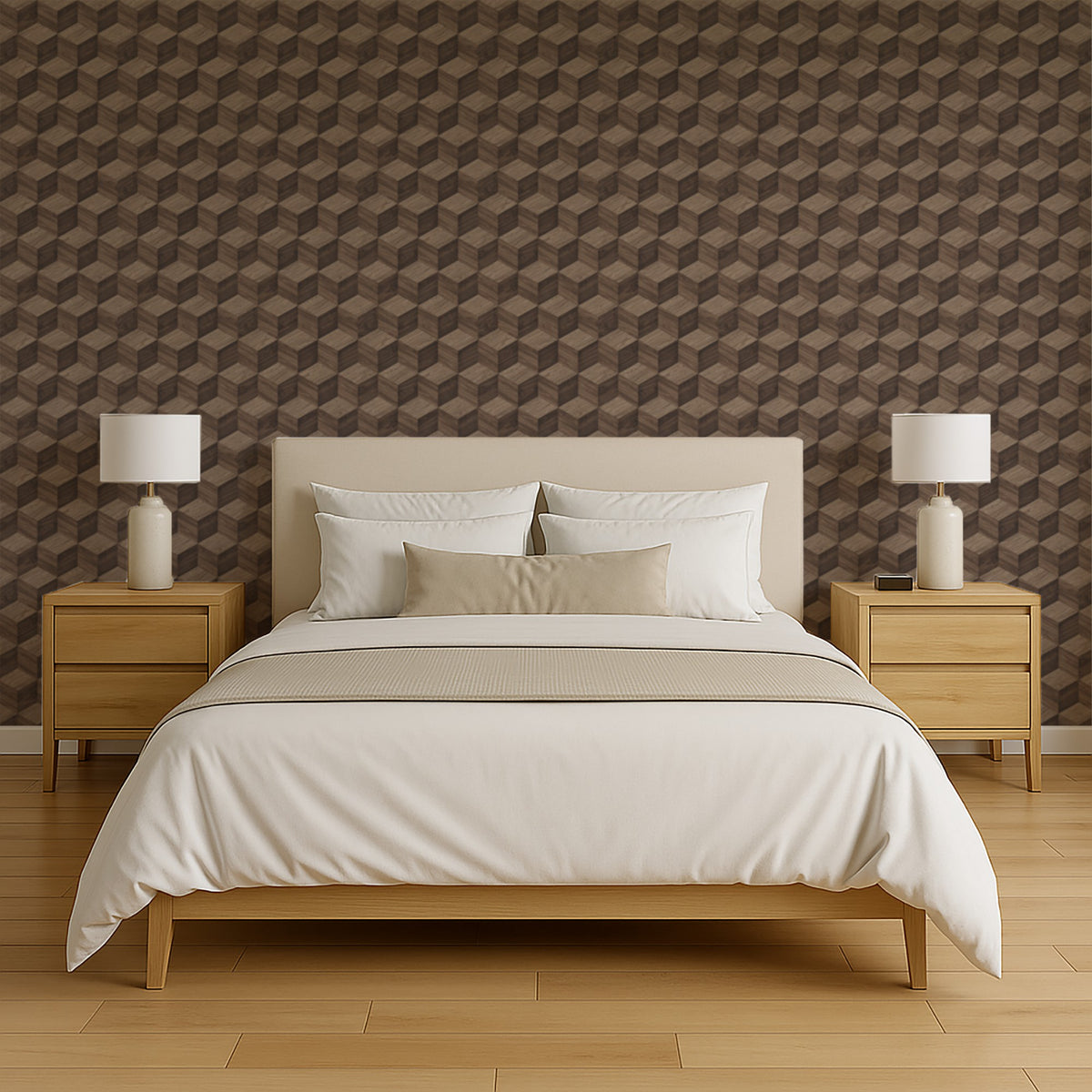 Veer Decor Woodgrain Grid Brown Wallpaper 8388-AI4