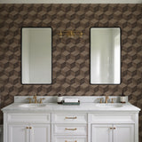 Veer Decor Woodgrain Grid Brown Wallpaper 8388-AI4