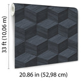 Veer Decor Woodgrain Grid Blue Wallpaper 8388-AI5