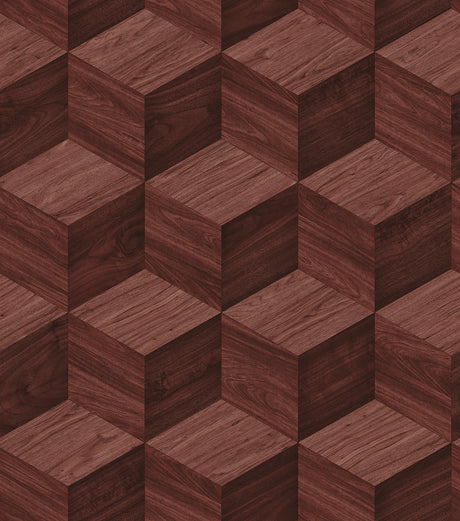Veer Decor Woodgrain Grid Red Wallpaper 8388-AI6