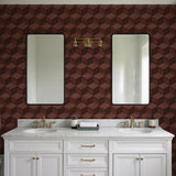 Veer Decor Woodgrain Grid Red Wallpaper 8388-AI6