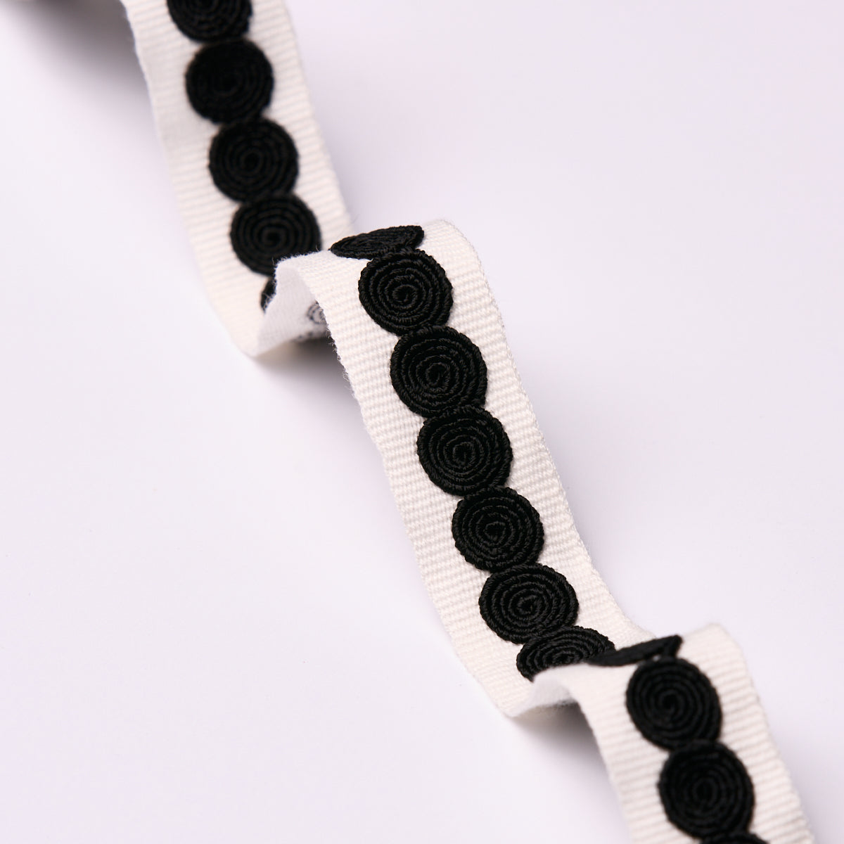 Schumacher 83883 CASTILLE TAPE NARROW in BLACK ON IVORY Trim