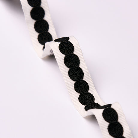 Schumacher 83883 CASTILLE TAPE NARROW in BLACK ON IVORY Trim