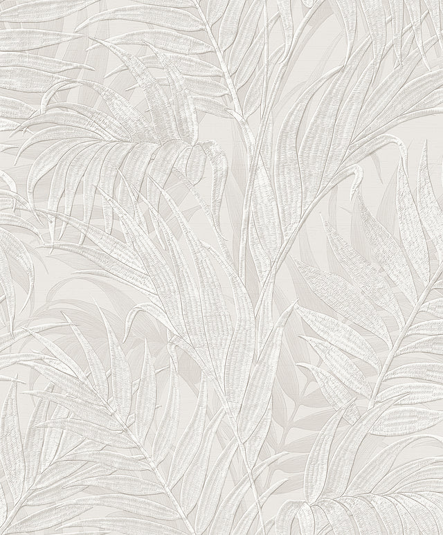 Veer Decor Embroidered Palm Silver Wallpaper 8389-AA1