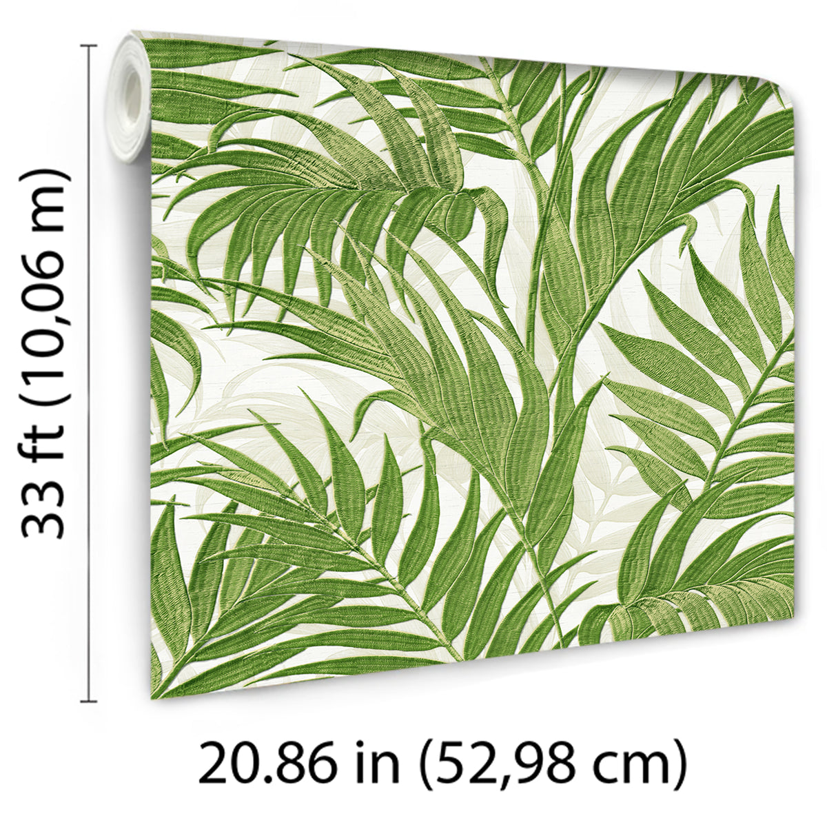 Veer Decor Embroidered Palm Green Wallpaper 8389-AA10