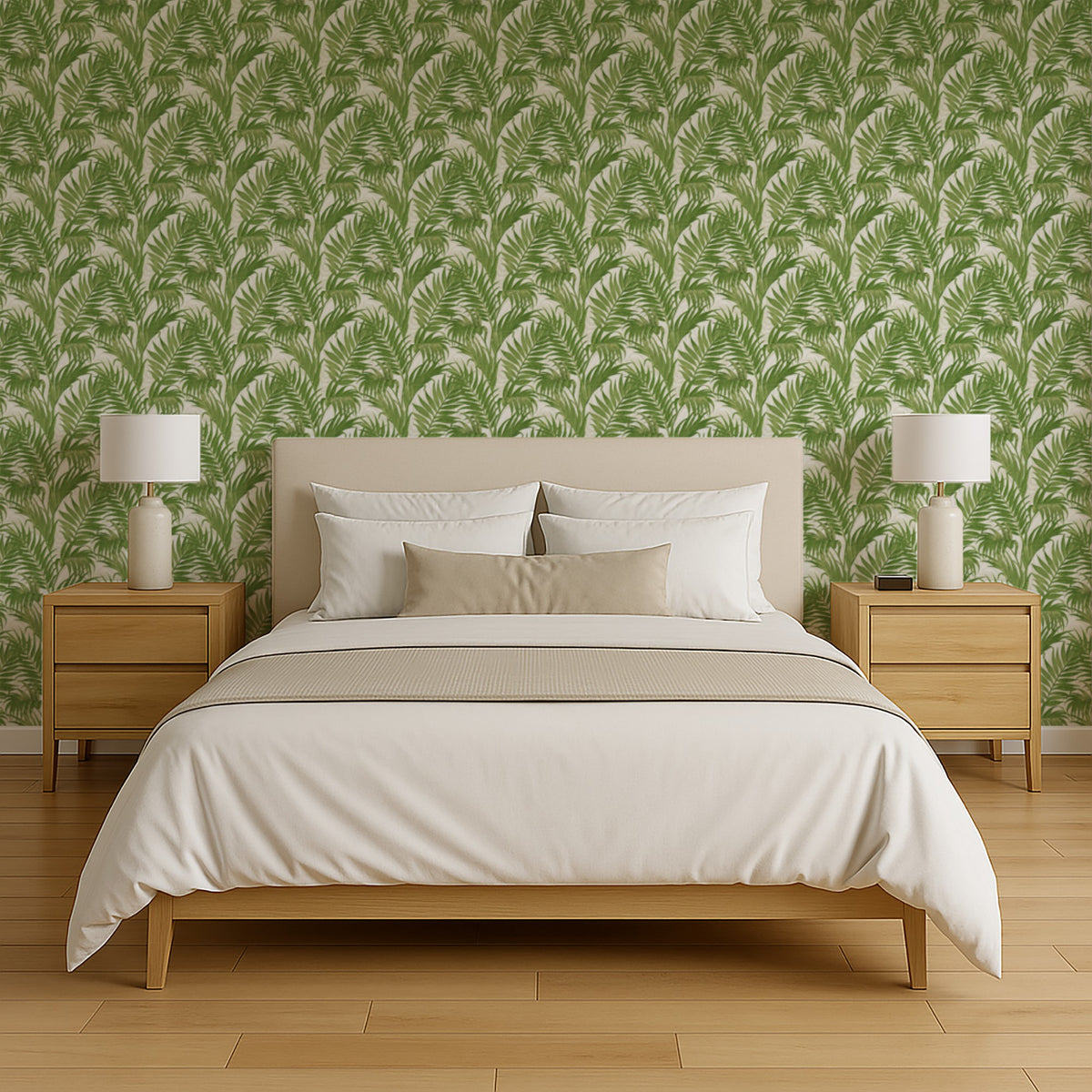 Veer Decor Embroidered Palm Green Wallpaper 8389-AA10