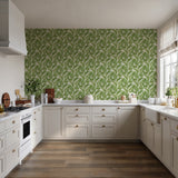 Veer Decor Embroidered Palm Green Wallpaper 8389-AA10