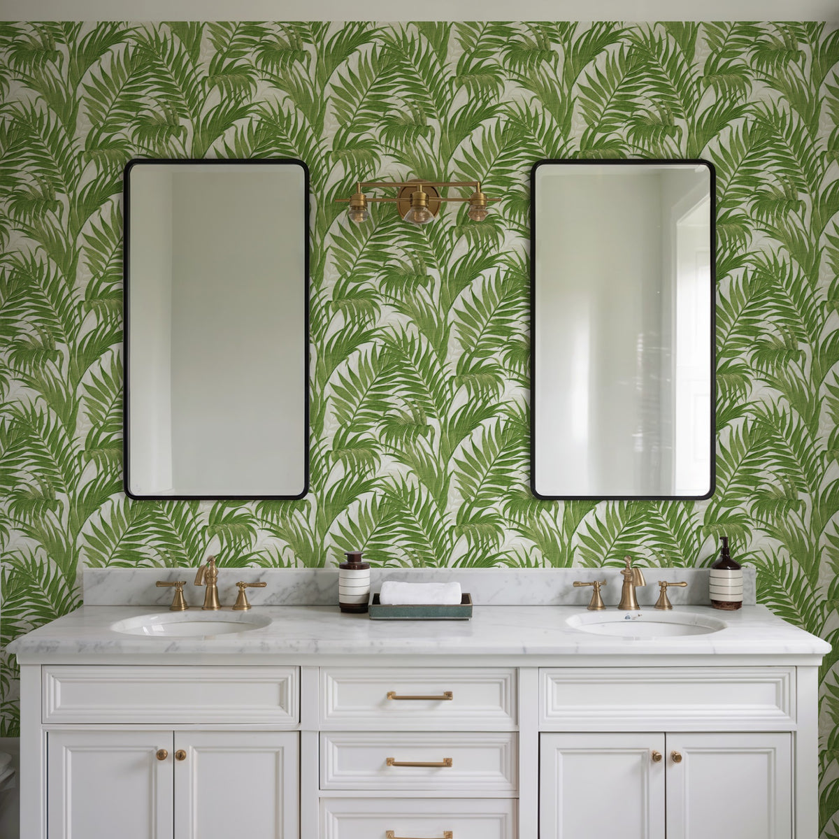 Veer Decor Embroidered Palm Green Wallpaper 8389-AA10