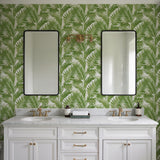 Veer Decor Embroidered Palm Green Wallpaper 8389-AA10