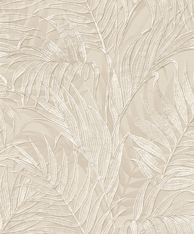 Veer Decor Embroidered Palm Beige Wallpaper 8389-AA2