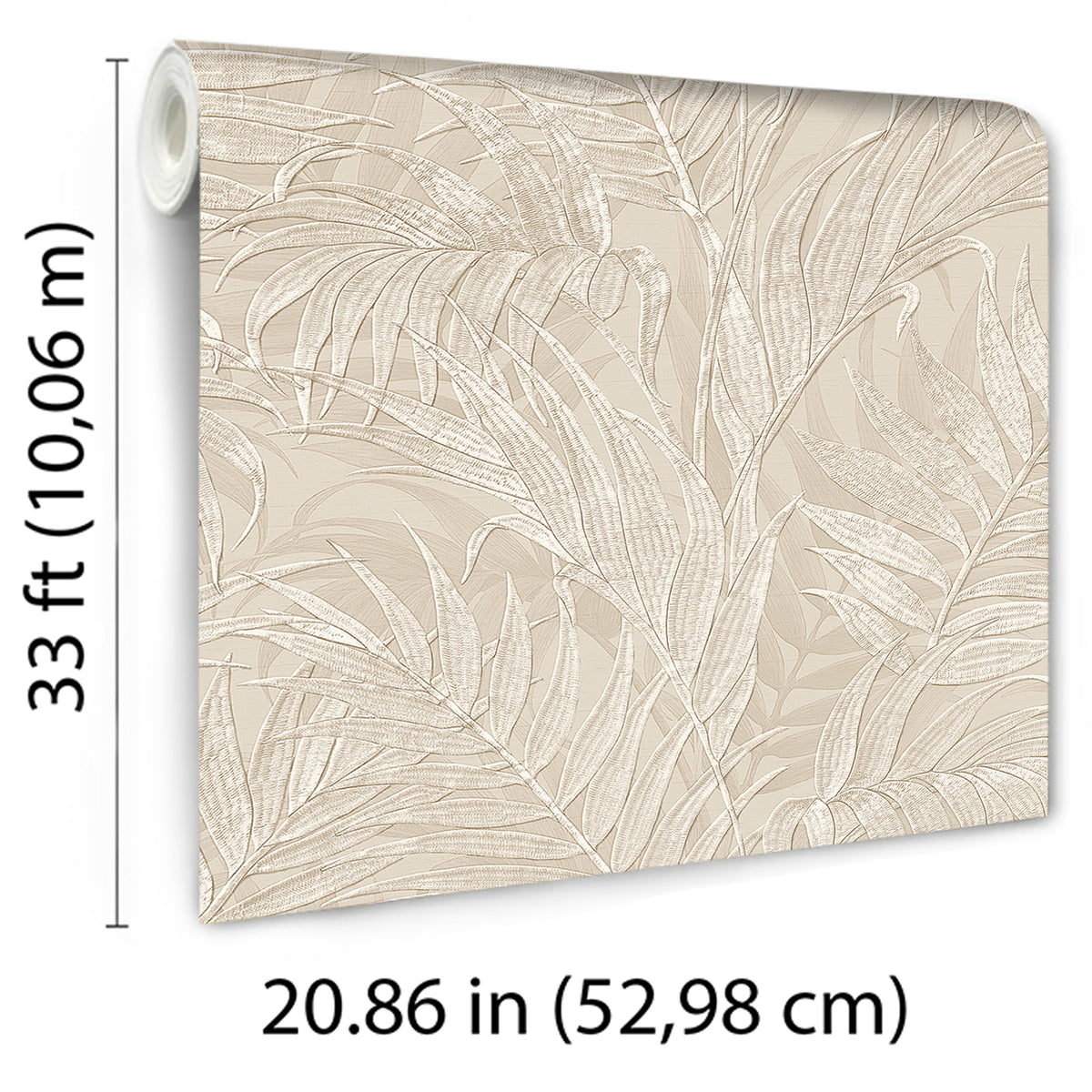 Veer Decor Embroidered Palm Beige Wallpaper 8389-AA2