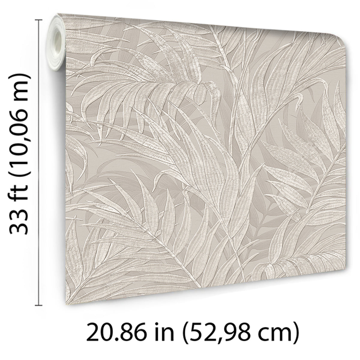 Veer Decor Embroidered Palm Grey Wallpaper 8389-AA3