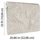 Veer Decor Embroidered Palm Grey Wallpaper 8389-AA3