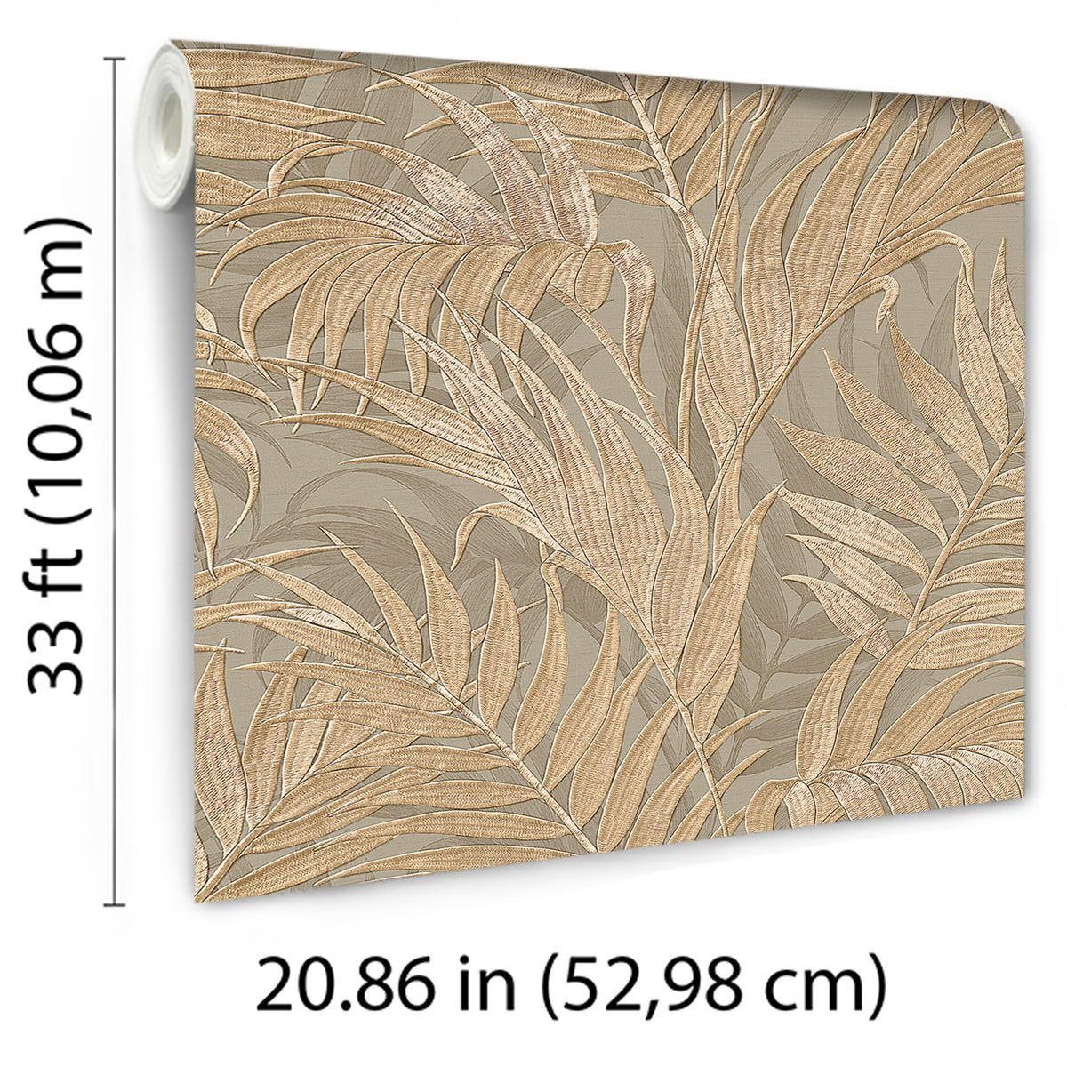 Veer Decor Embroidered Palm Gold Wallpaper 8389-AA5