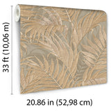 Veer Decor Embroidered Palm Gold Wallpaper 8389-AA5