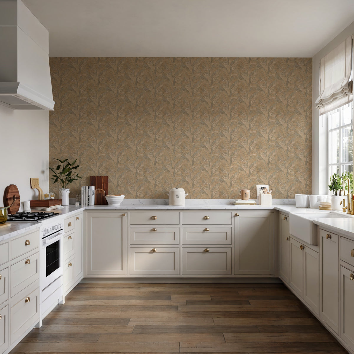 Veer Decor Embroidered Palm Gold Wallpaper 8389-AA5