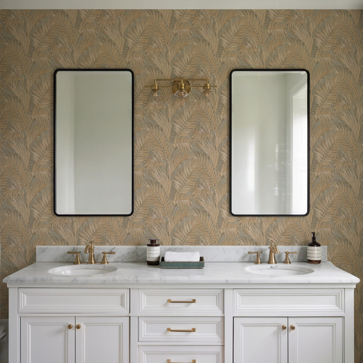 Veer Decor Embroidered Palm Gold Wallpaper 8389-AA5
