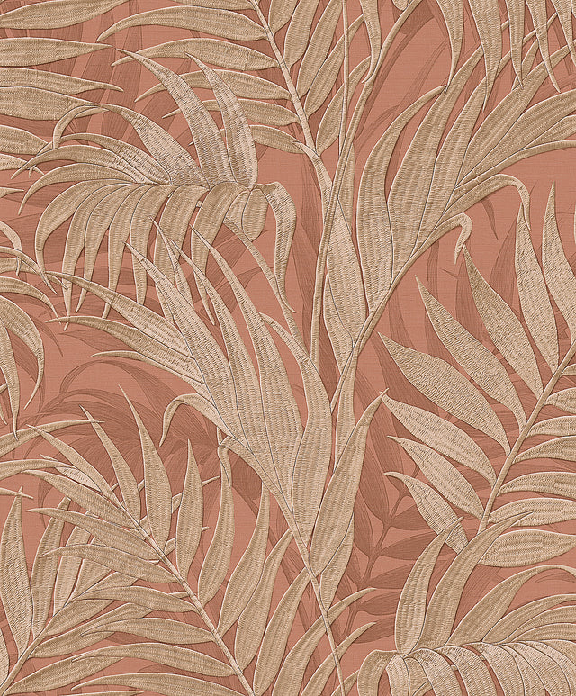 Veer Decor Embroidered Palm Coral Wallpaper 8389-AA6