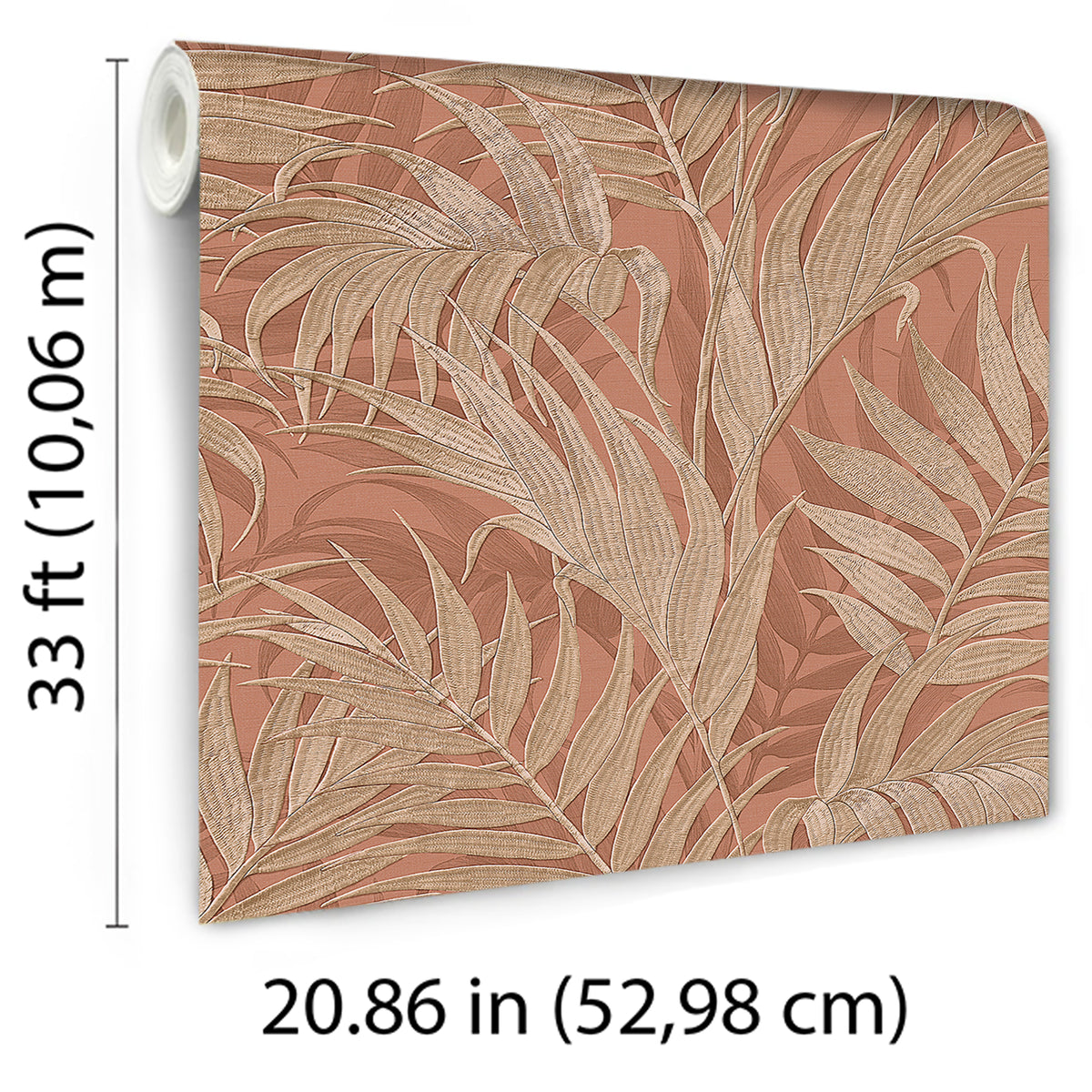 Veer Decor Embroidered Palm Coral Wallpaper 8389-AA6