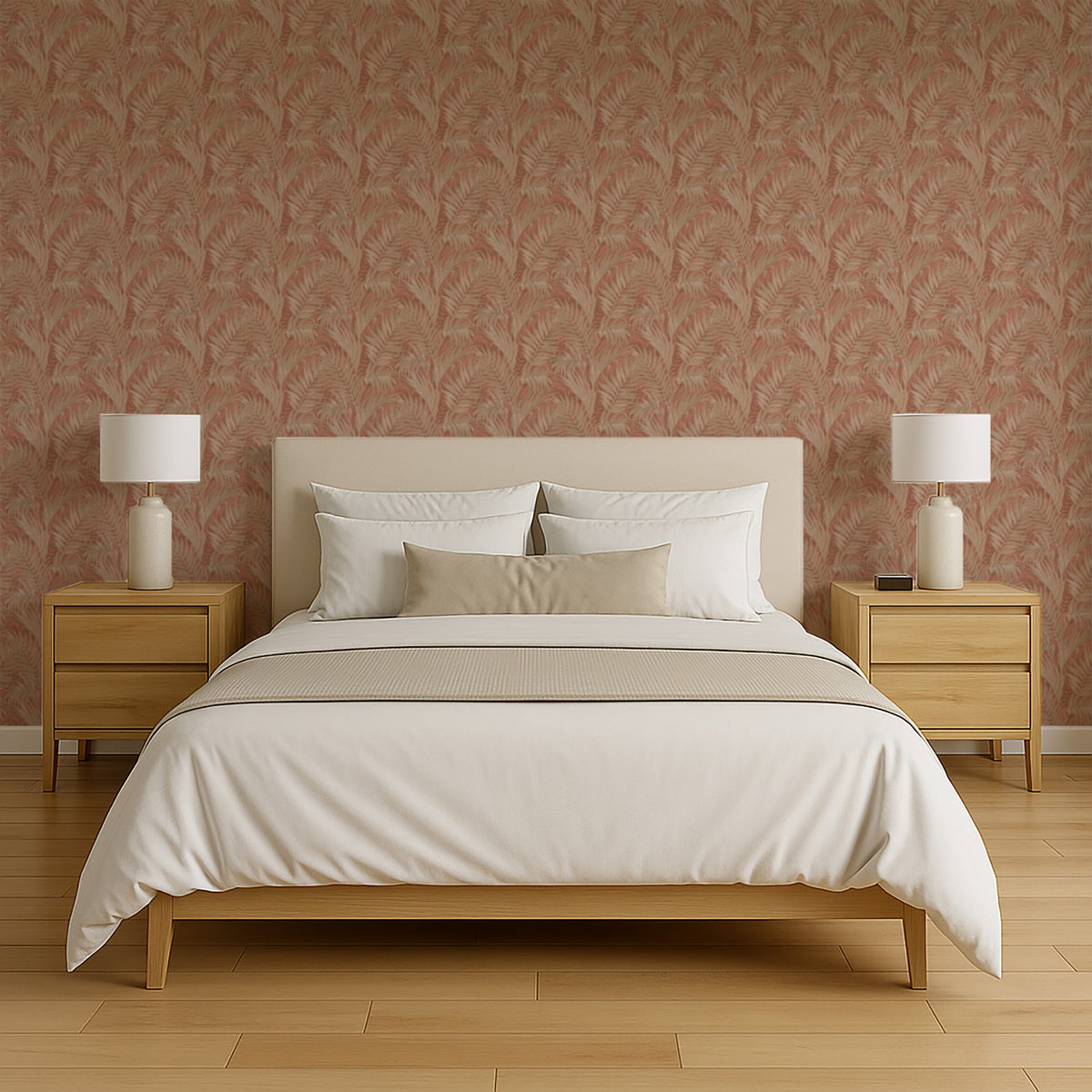 Veer Decor Embroidered Palm Coral Wallpaper 8389-AA6