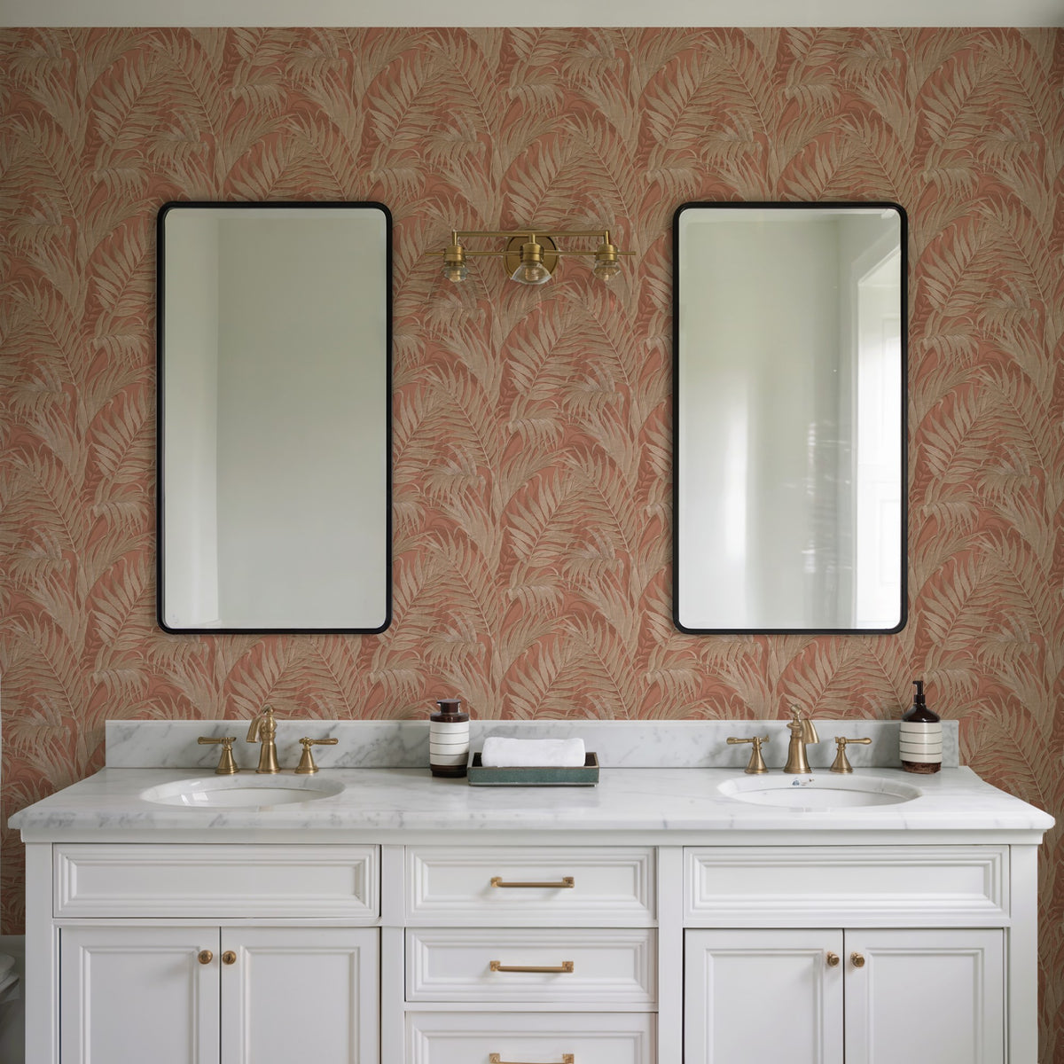 Veer Decor Embroidered Palm Coral Wallpaper 8389-AA6